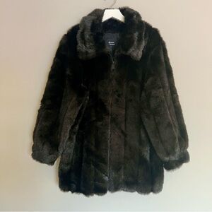 Dennis Basso Black Faux Fur Coat